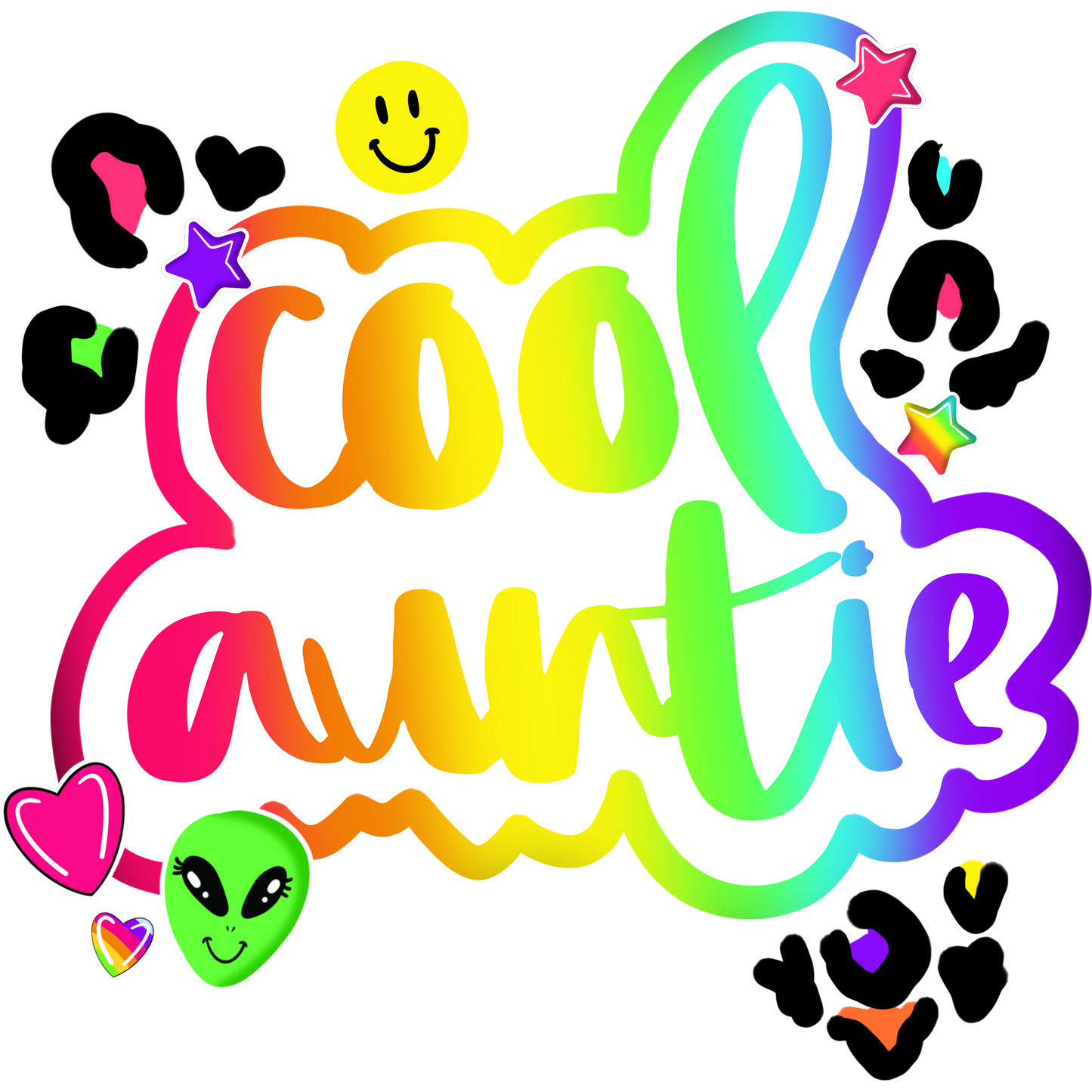 Colorful Cool Auntie Design with Fun Elements