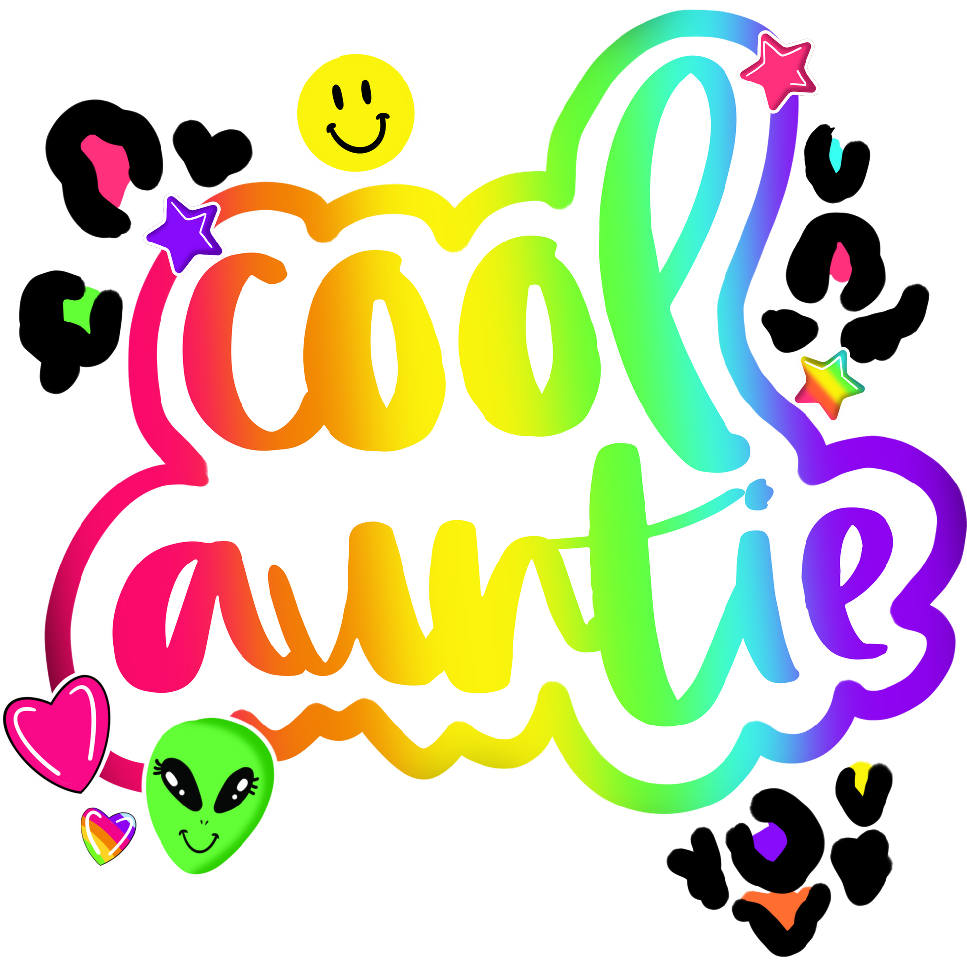 Colorful Cool Auntie Design with Fun Elements