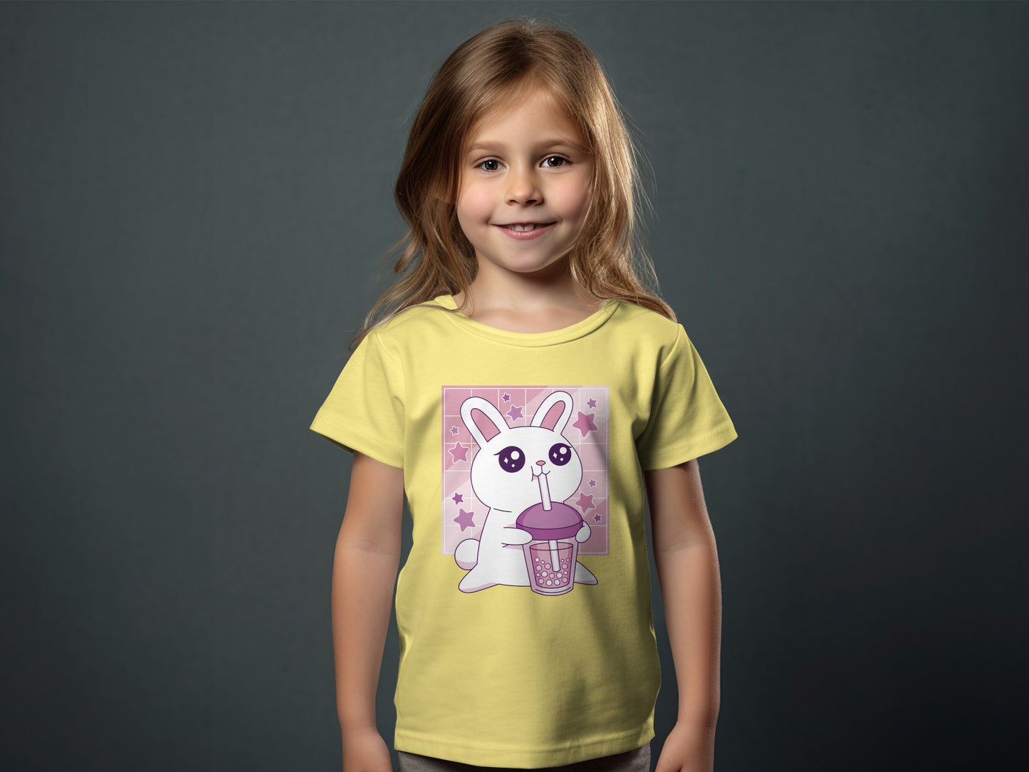Cute Bunny Drinking Bubble Tea Kids T-Shirt