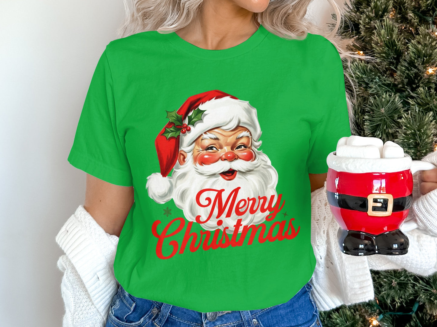 Festive Graphic Merry Christmas Santa Claus T-Shirt