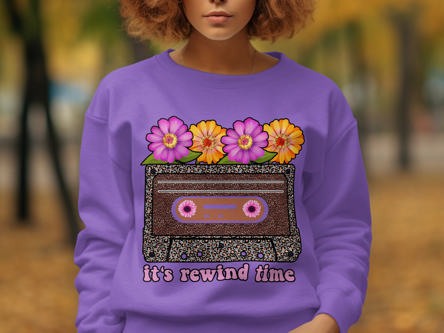 Retro Cassette and Flowers It's Rewind Time Sweatshirt