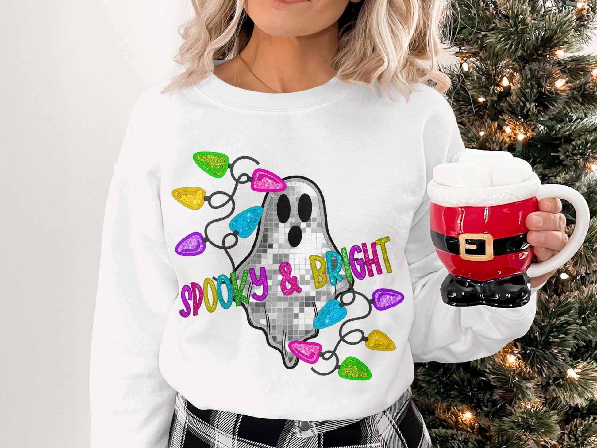 Spooky and Bright Ghost with Holiday Lights Design