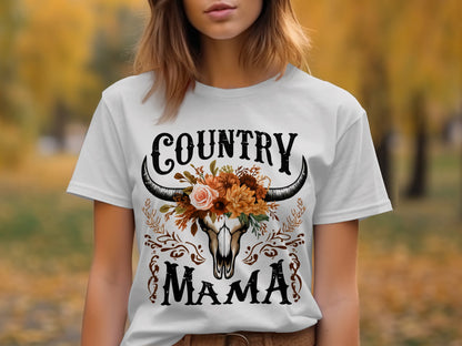 Country Mama Skull Floral Graphic Tees Collection