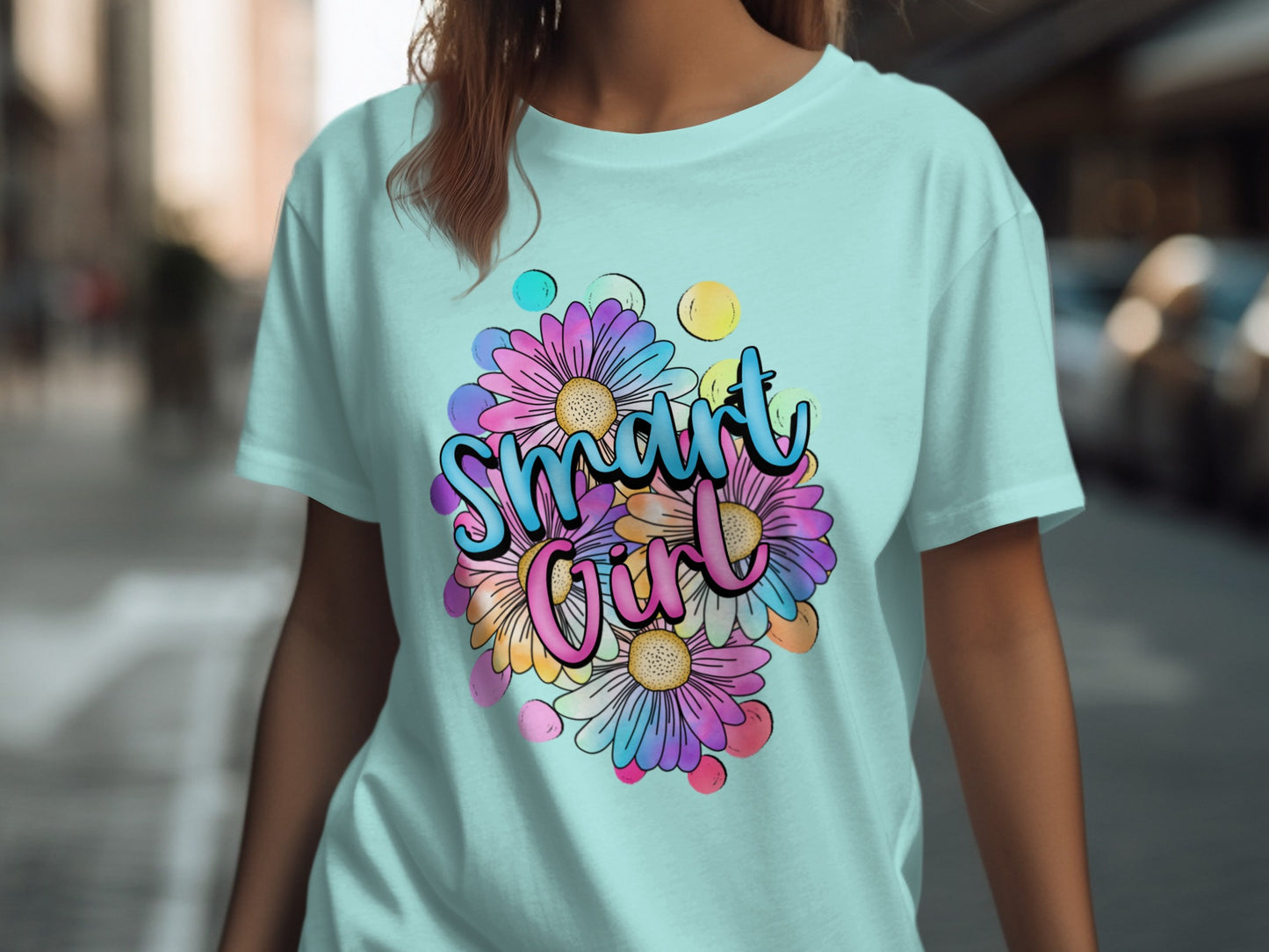 Smart Girl Floral Colorful Graphic Shirt