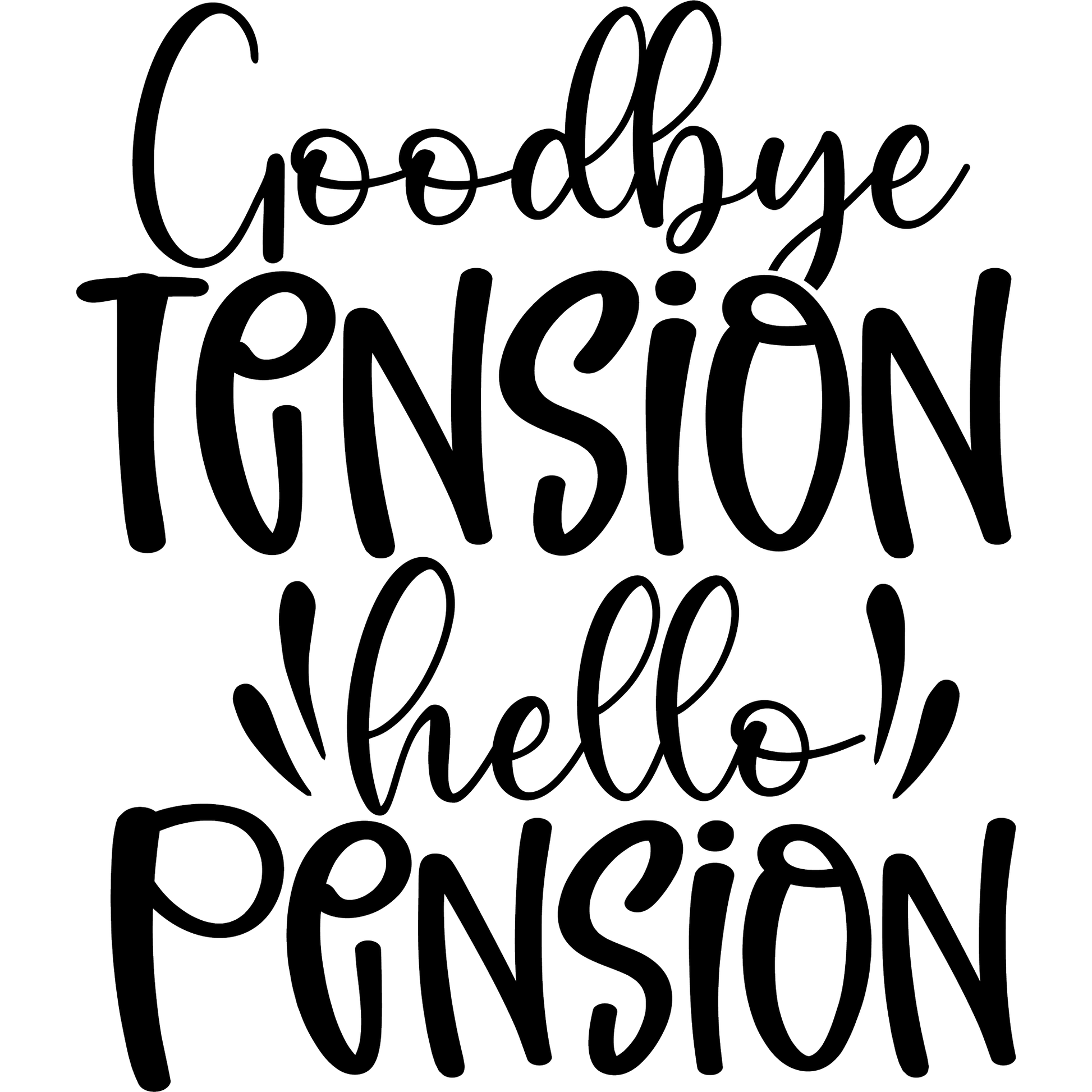 Goodbye Tension Hello Pension Motivational Sign