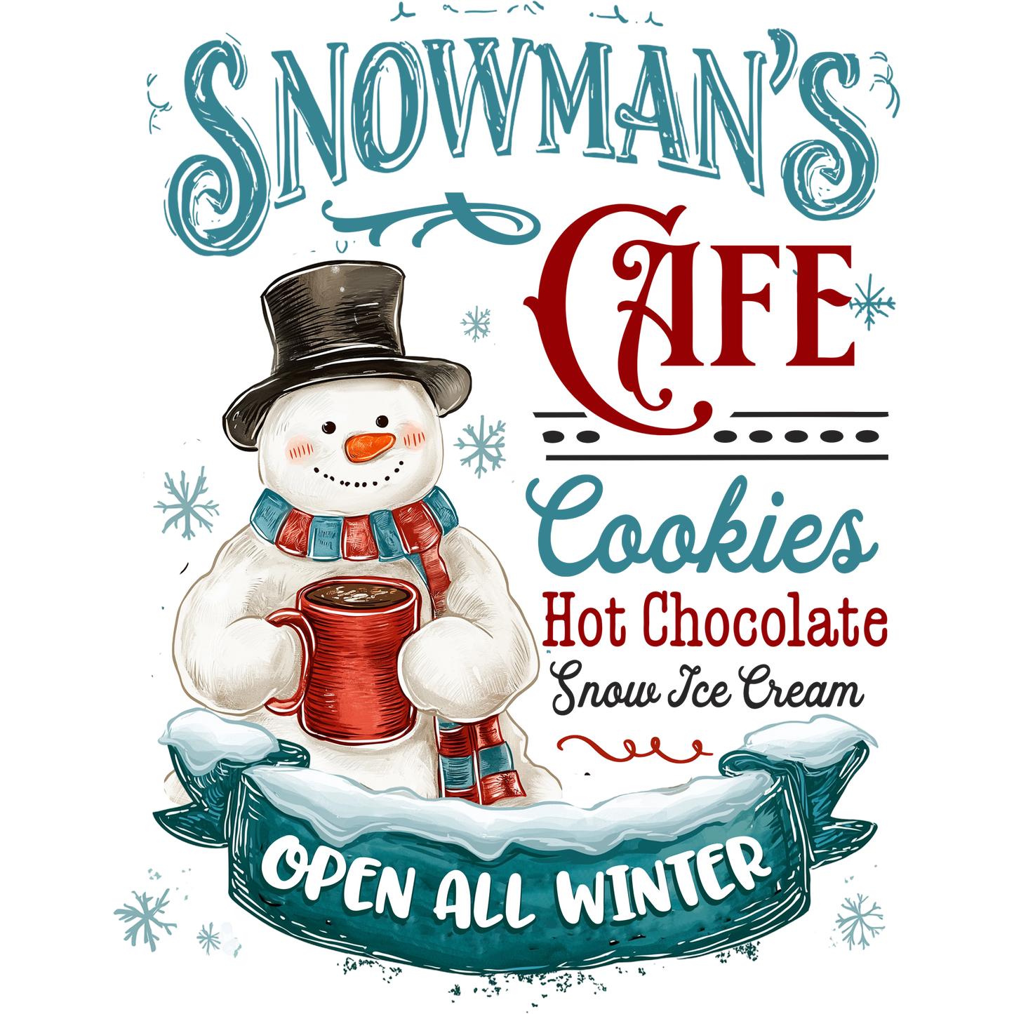 Cozy Winter Snowman Cafe Decor Product