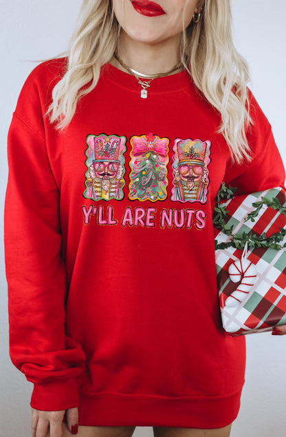 Y'll Are Nuts Christmas T-Shirt, Funny Holiday Shirt, Nutcracker Tee, Festive Christmas Tree Shirt, Holiday Gift T Shirt
