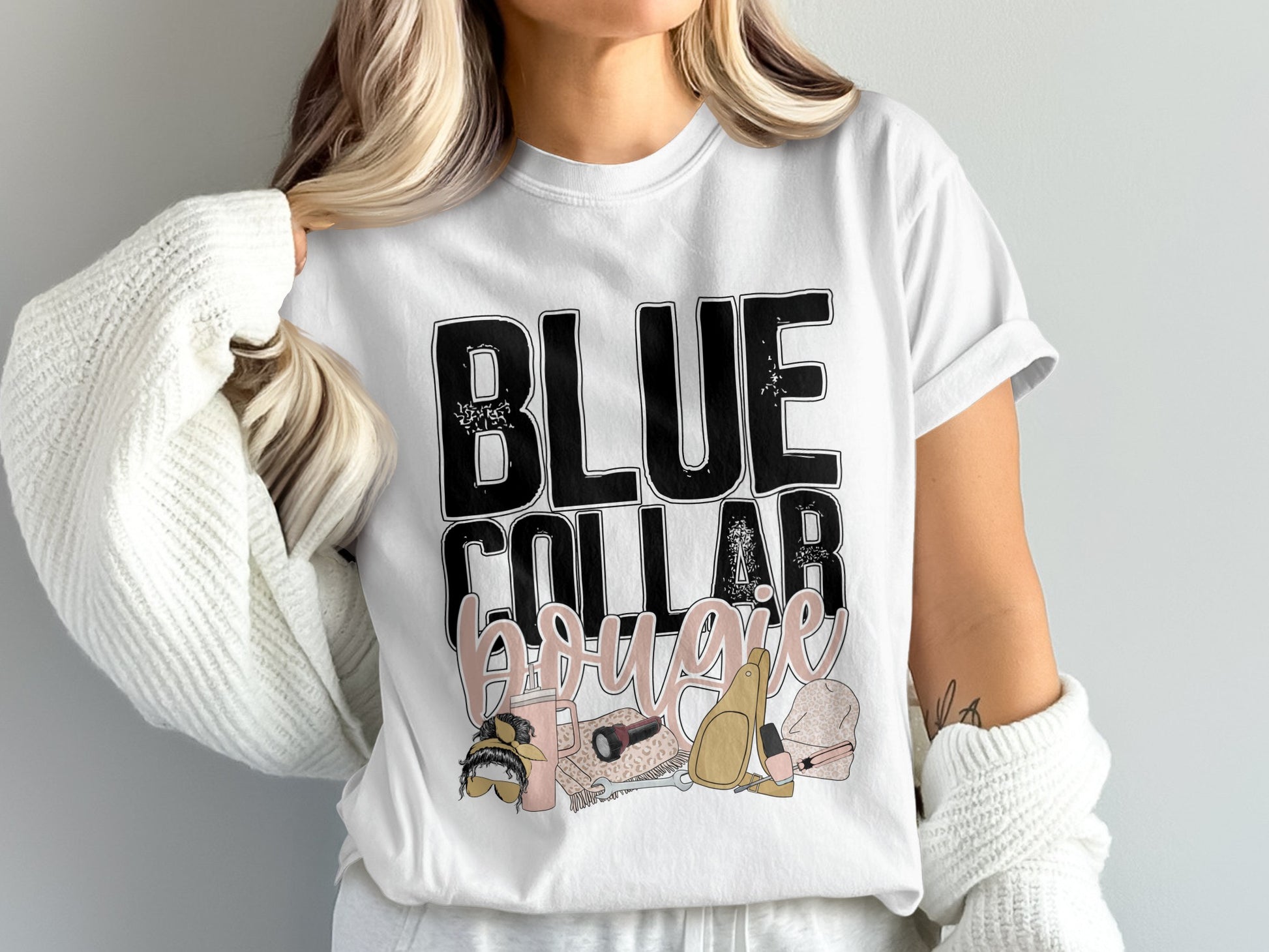 Trendy Blue Collar Boujee Graphic T-Shirt Product