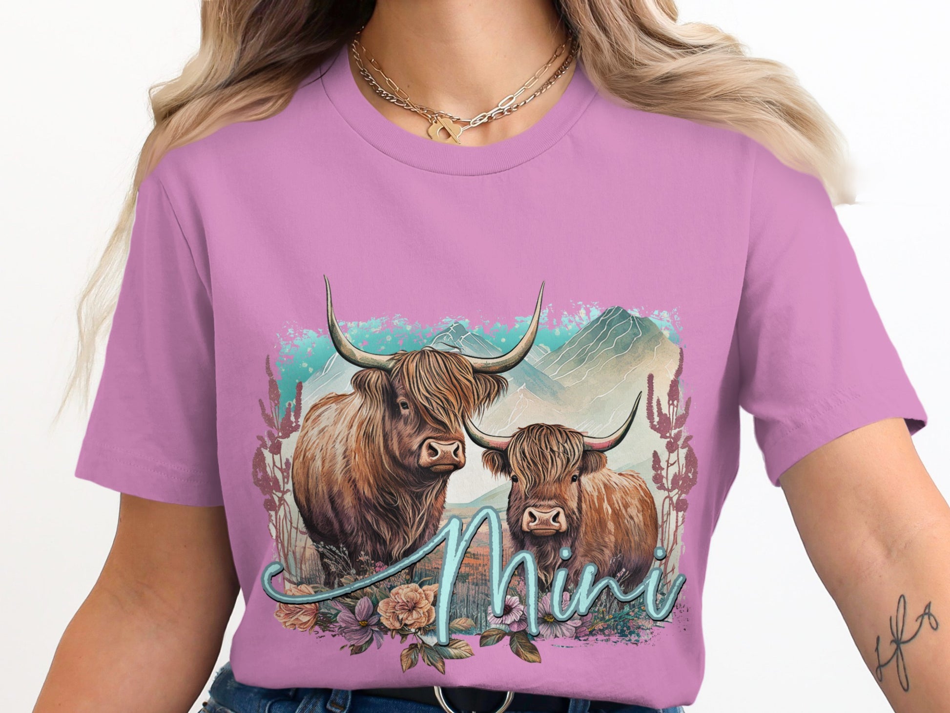 Mini Highland Cow Graphic Short-Sleeve Shirt