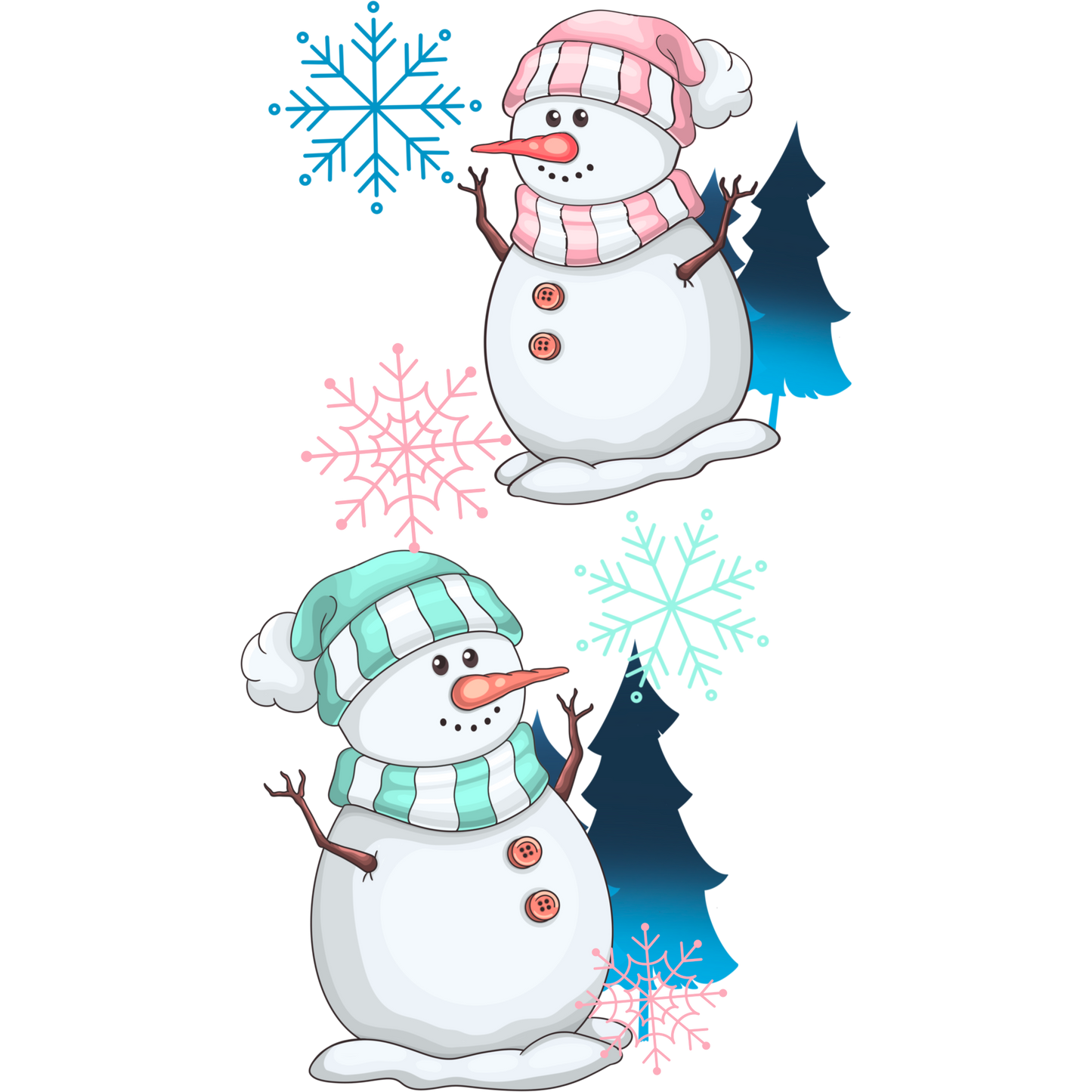 Charming Snowmen with Hats Festive Holiday Decoration