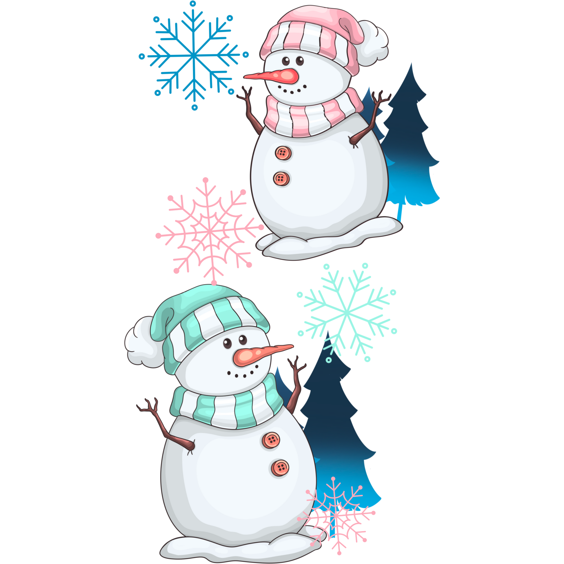 Charming Snowmen with Hats Festive Holiday Decoration