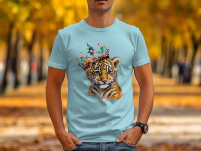 Cute Baby Tiger with Crown Design T-shirt