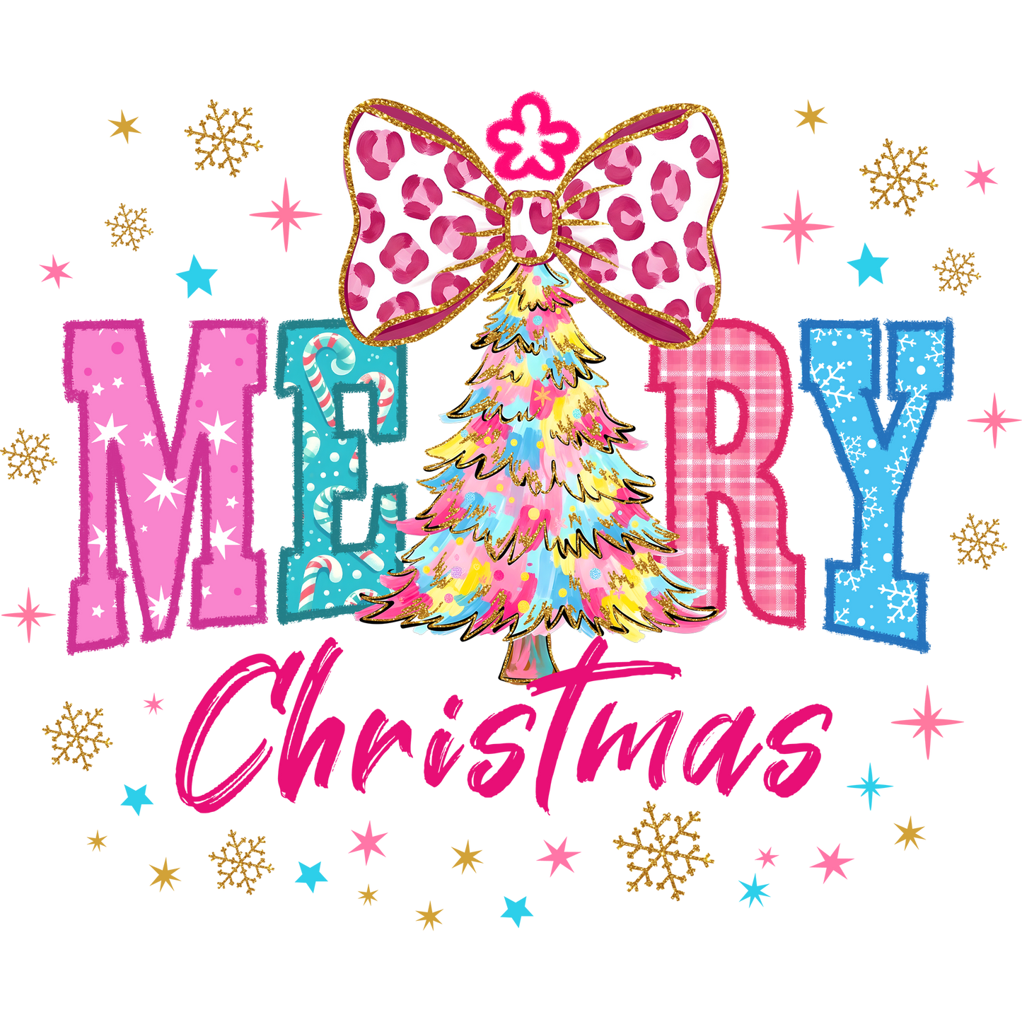 Festive Merry Christmas Tree with Bow Holiday Product