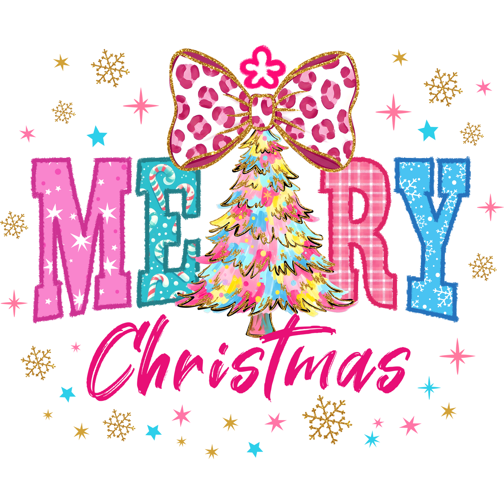Festive Merry Christmas Tree with Bow Holiday Product