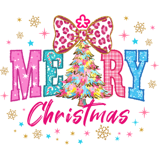 Festive Merry Christmas Tree with Bow Holiday Product