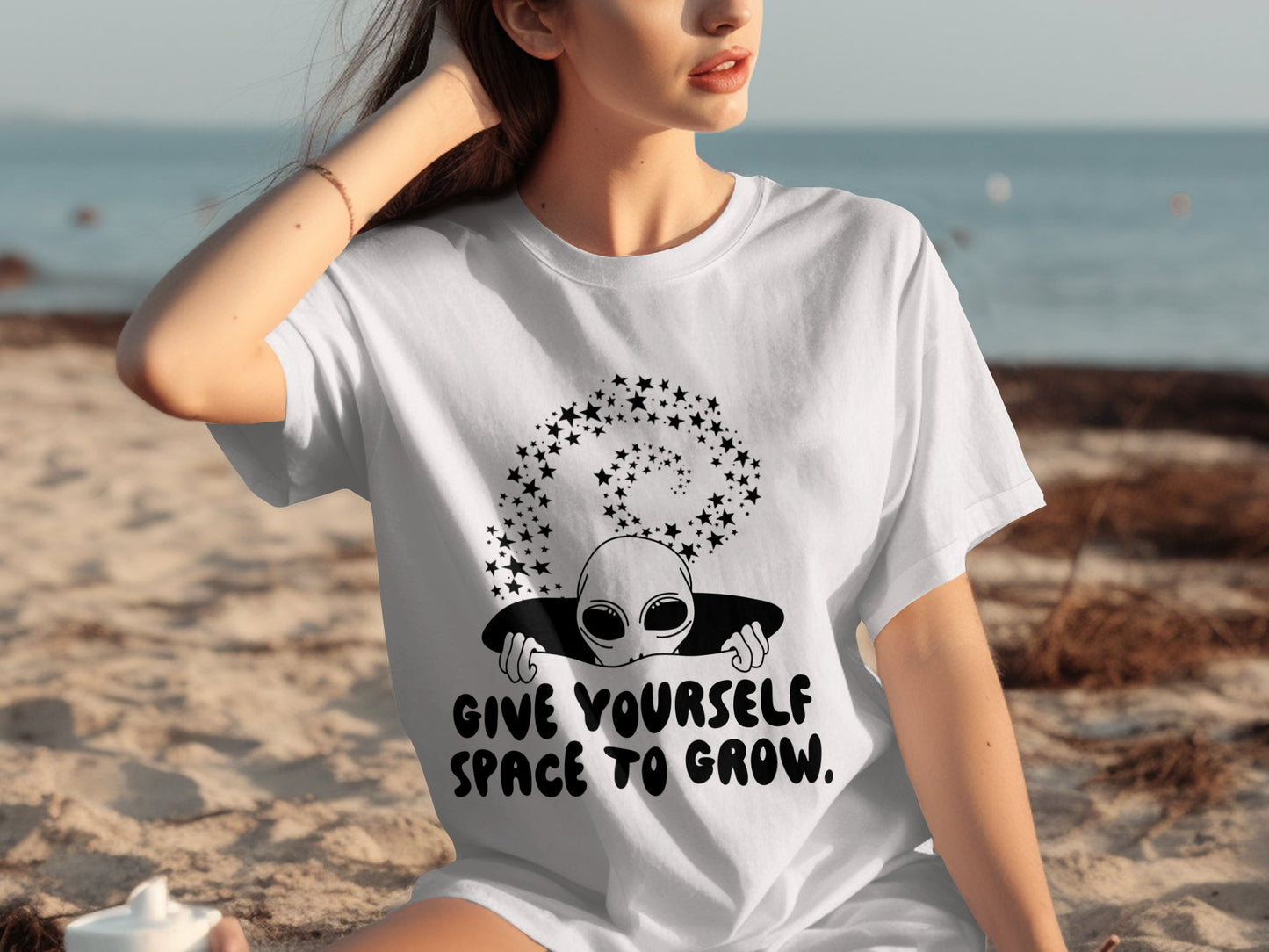 Give Yourself Space to Grow Alien Print T-shirt