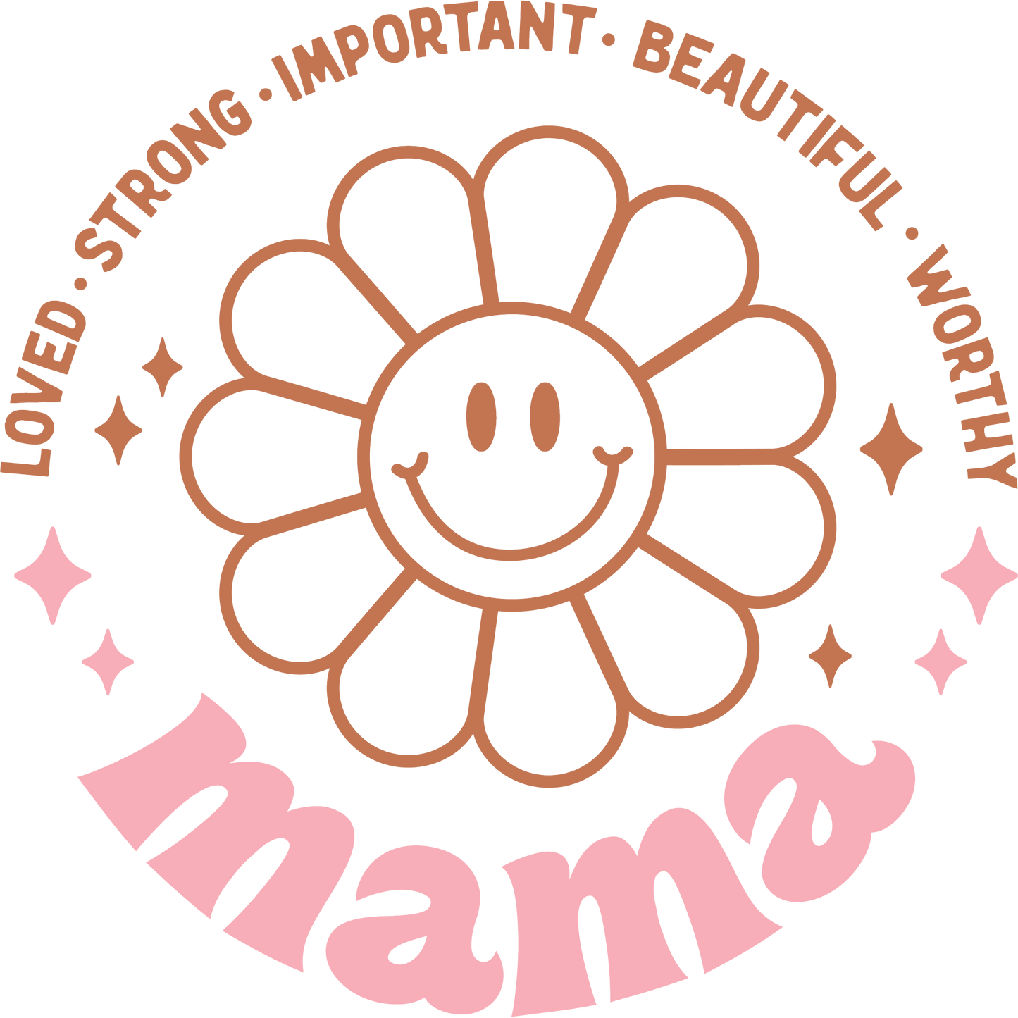 Loved Strong Important Beautiful Worthy Mama Design