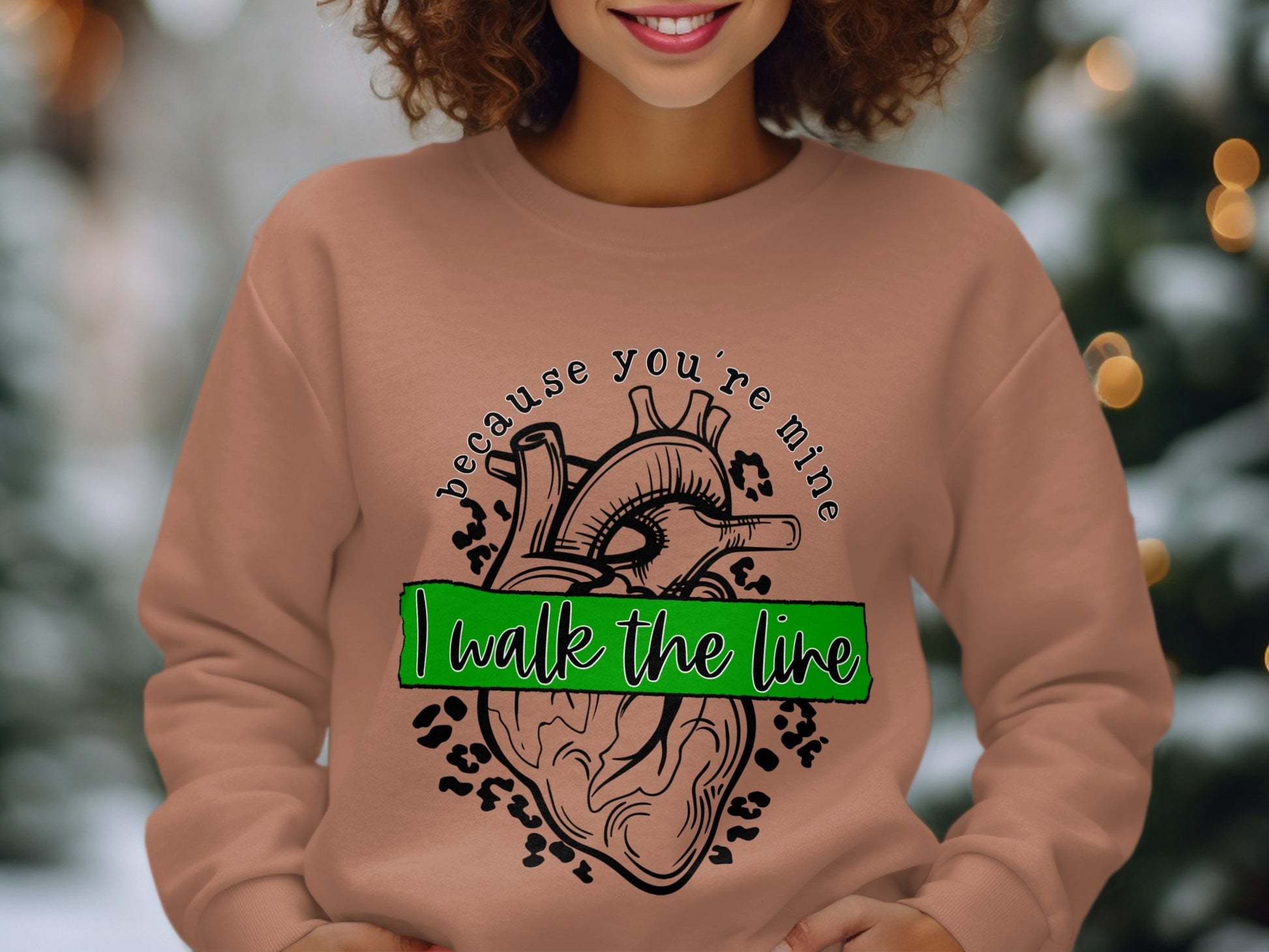 I Walk the Line Heart Design Graphic Sweatshirt