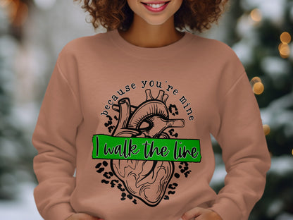 I Walk the Line Heart Design Graphic Sweatshirt