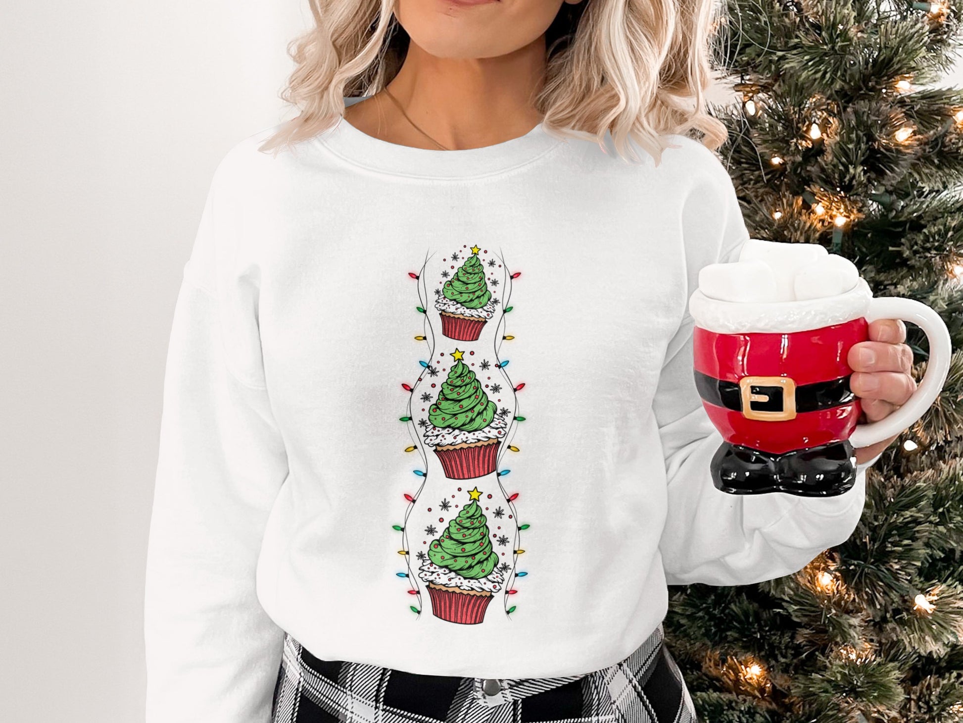 Festive Christmas Cupcake Tree Long Sleeve Shirt