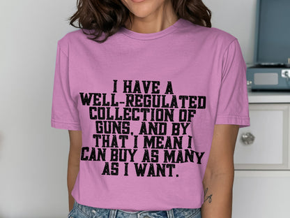 I Have a Well-Regulated Collection of Guns T-shirt