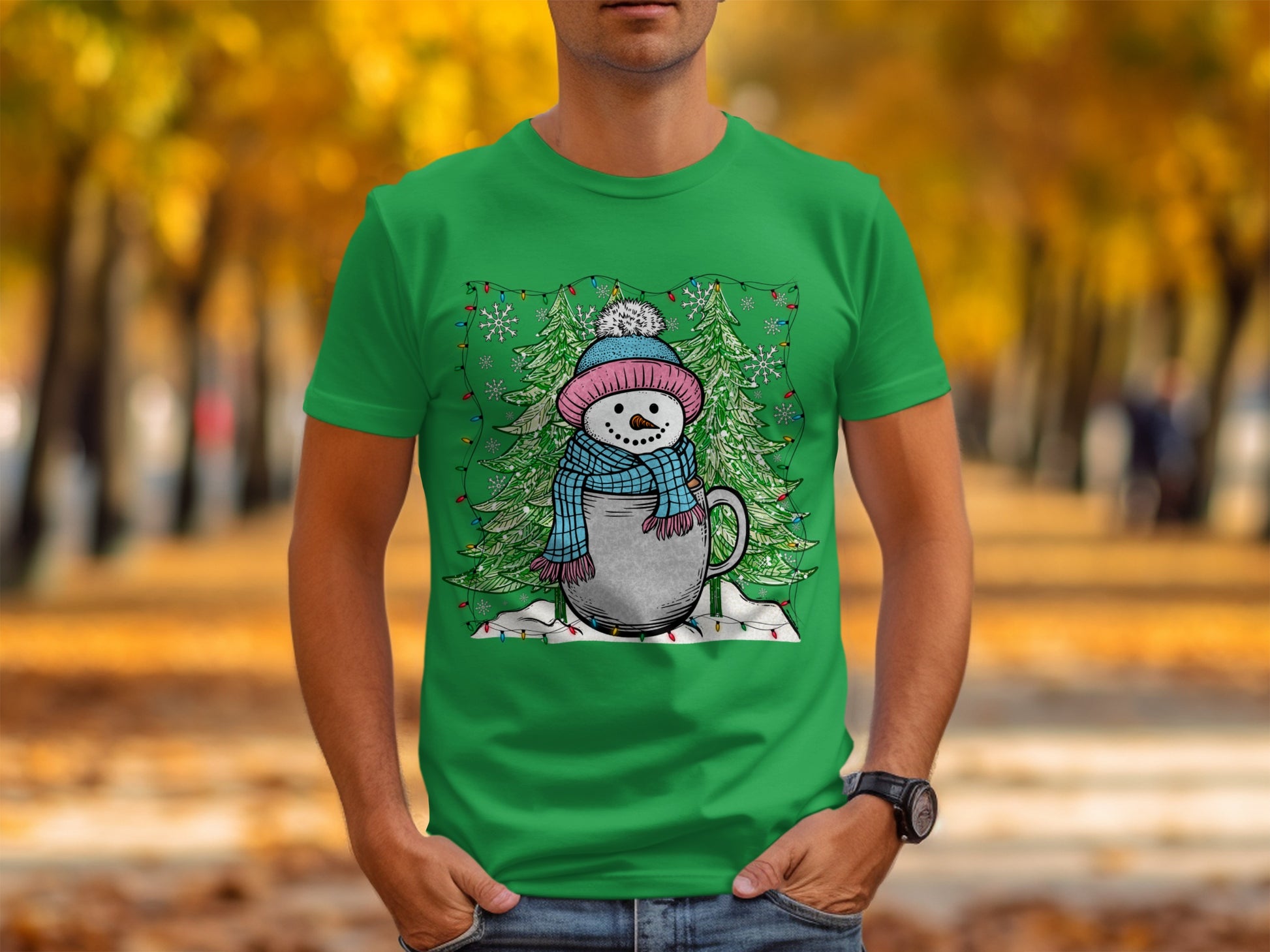 Winter Snowman in Coffee Mug T-Shirt