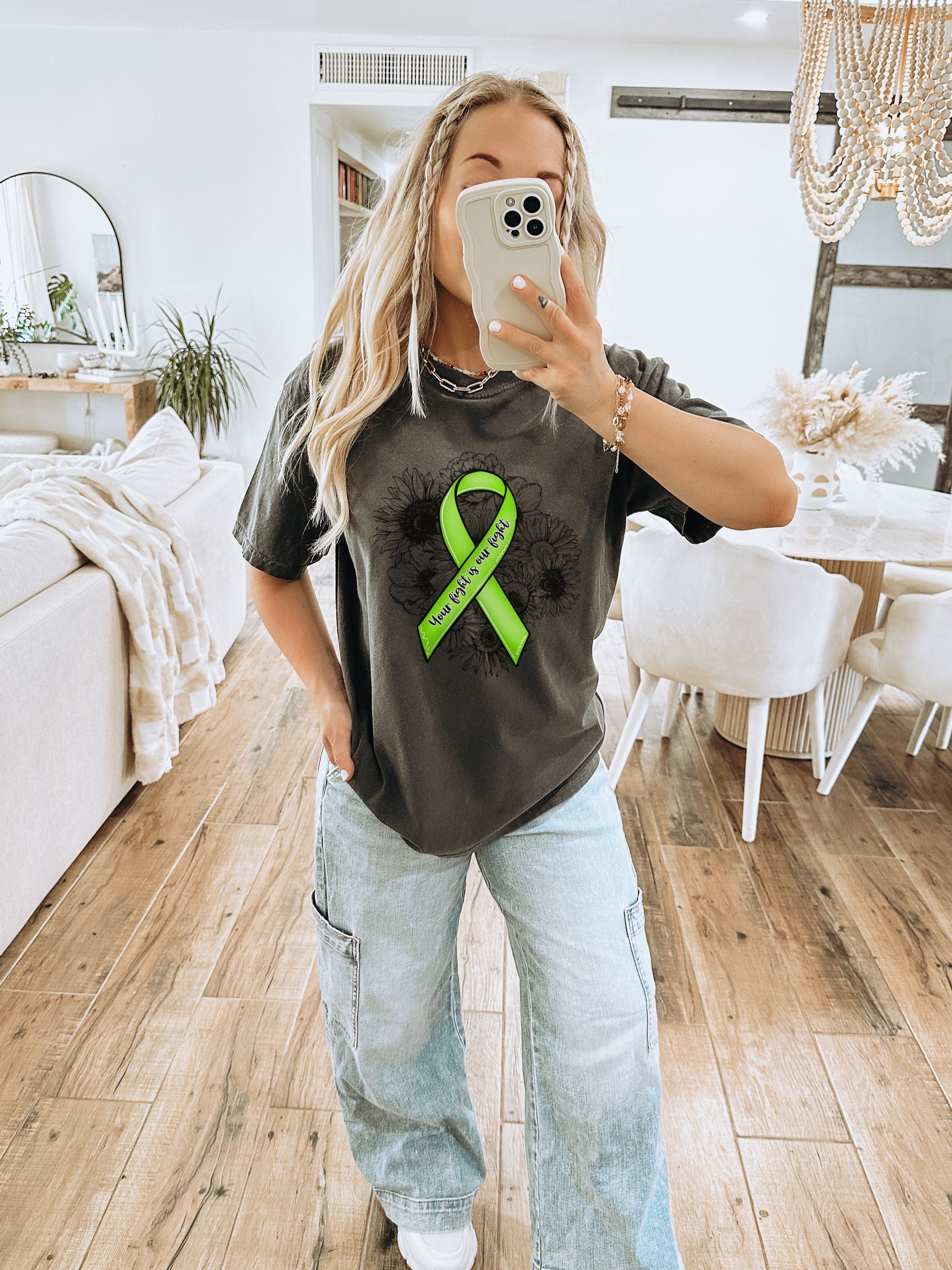 Light Green Awareness Ribbon Graphic T-Shirt