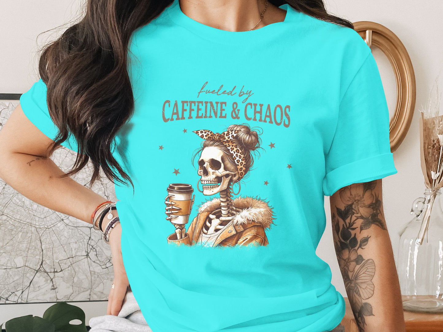 Fueled by Caffeine and Chaos Graphic T-shirt