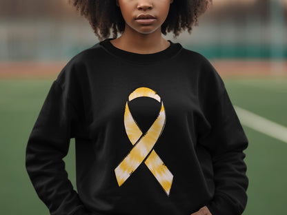 Bright Yellow Ribbon Graphic Sweatshirt