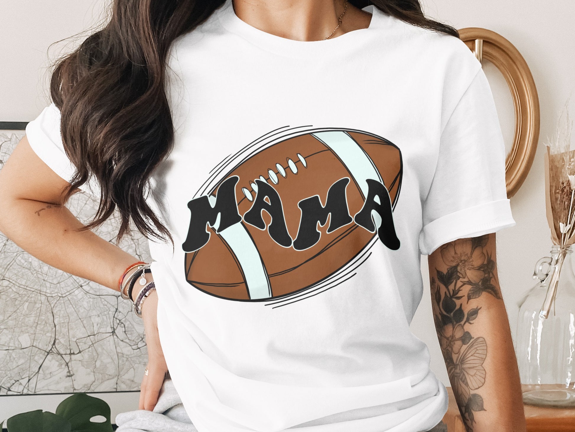 Stylish Graphic Tee with Football Mama Design