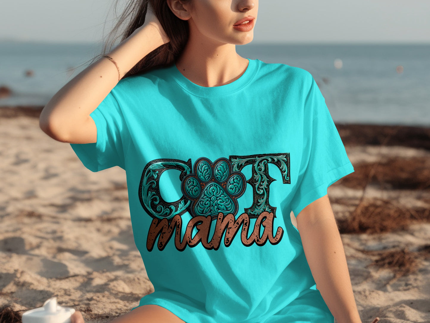 Cat Mama Graphic Tee Beachwear T-shirt