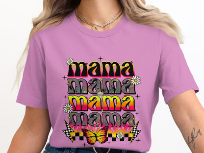 Mama Graphic Tee with Retro Style Butterfly Design