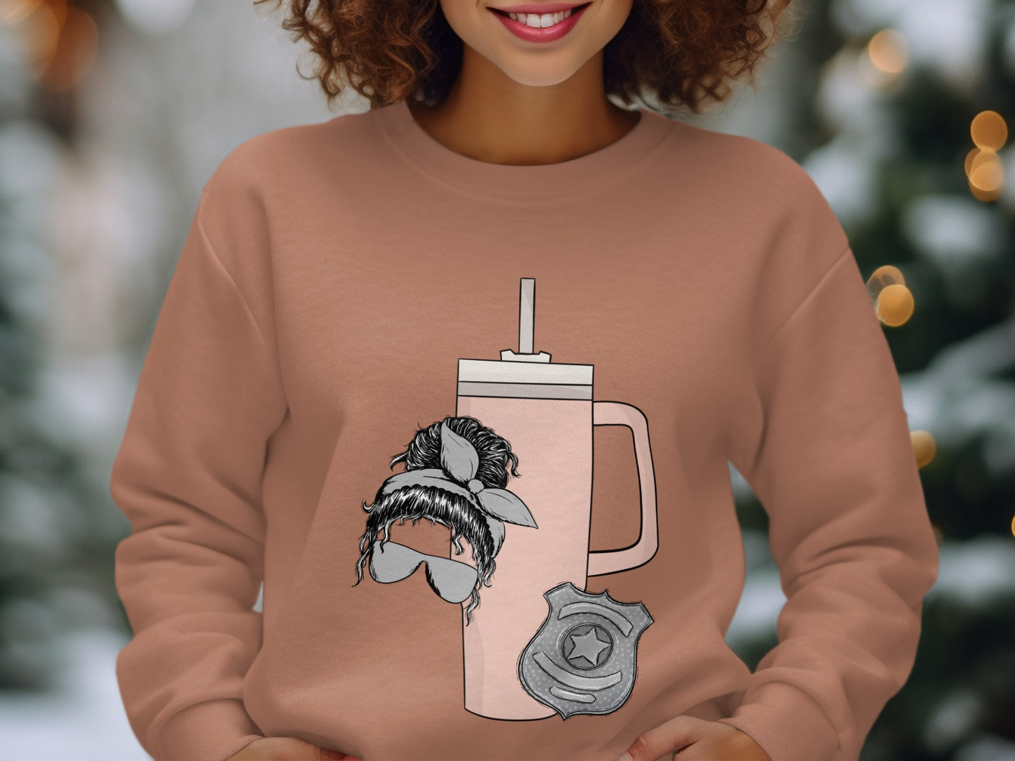 Whimsical Mug Print Sweatshirt Fun Winter Apparel