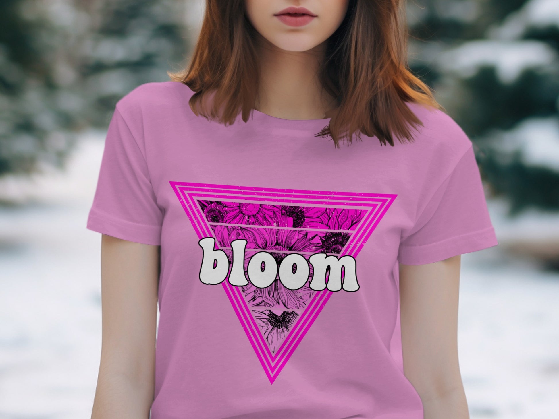 Bloom Graphic T-Shirt with Triangular Design