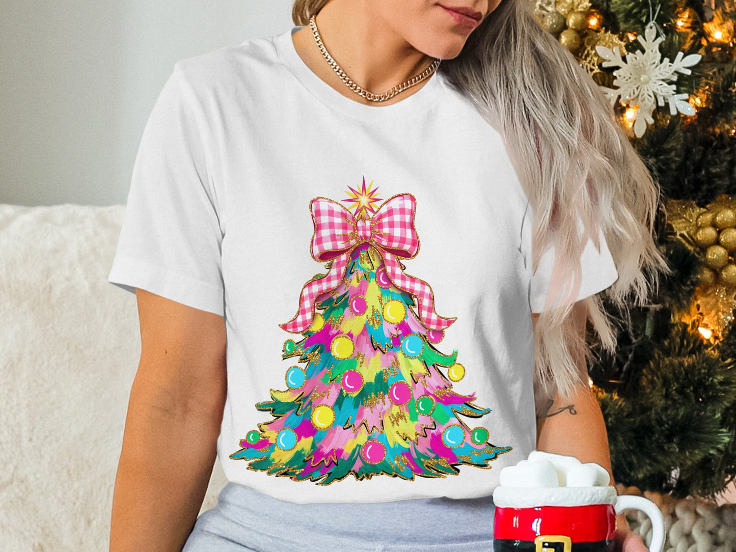 Colorful Christmas Tree with Festive Ornaments Shirt