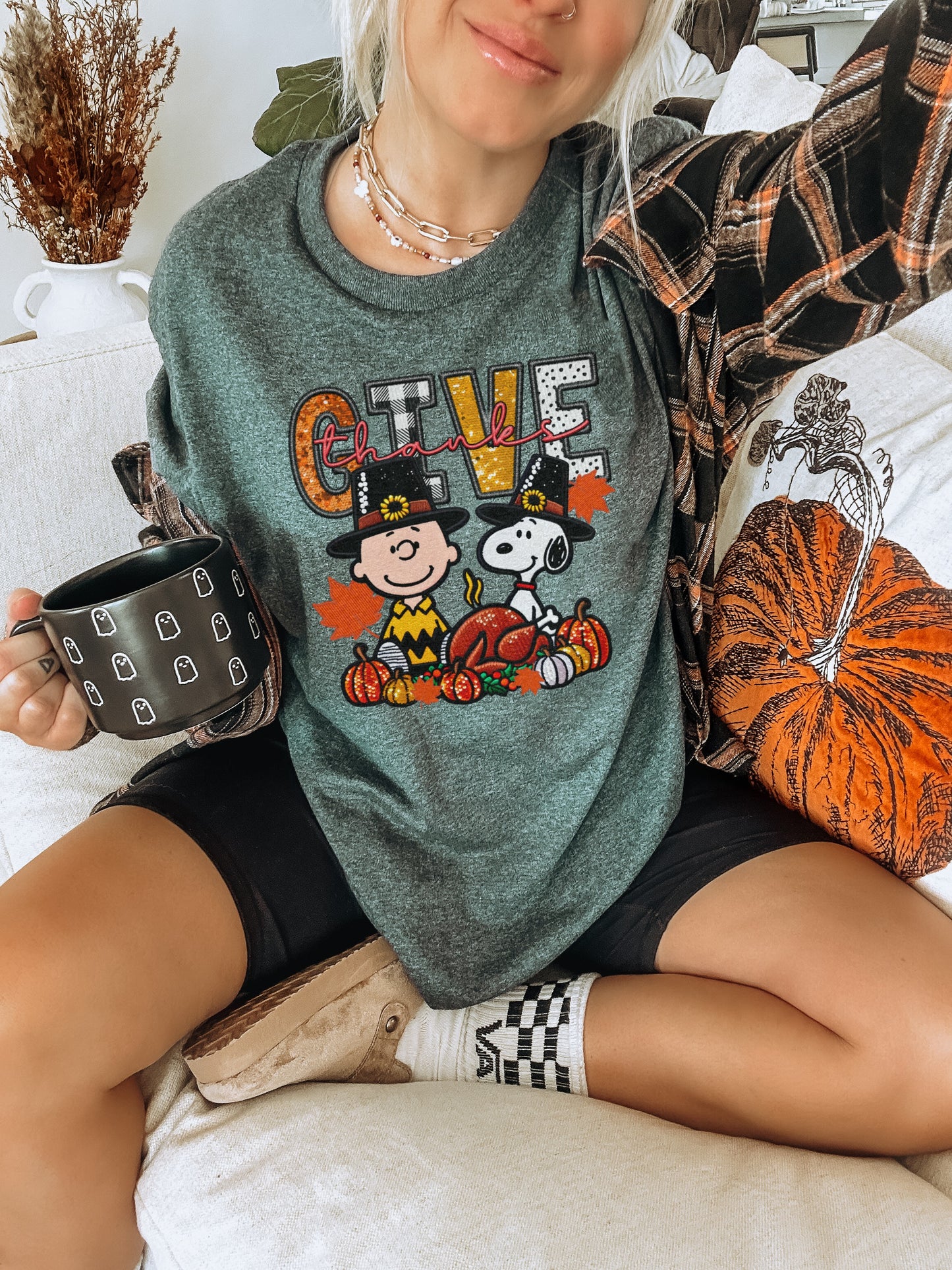 Give Thanks Peanuts Thanksgiving T-shirt
