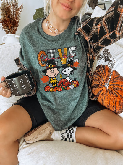 Give Thanks Peanuts Thanksgiving T-shirt