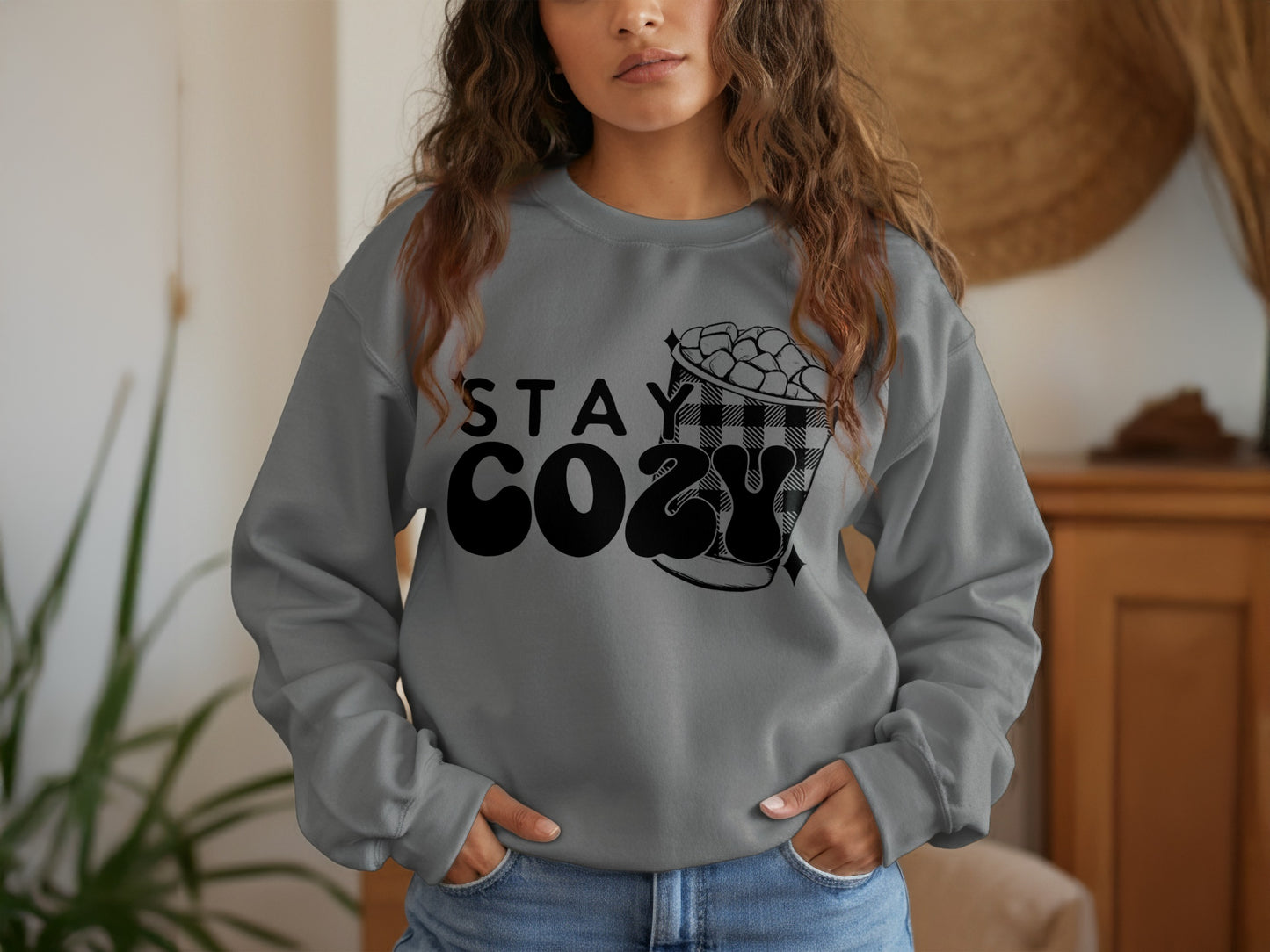 Stay Cozy Graphic Sweatshirt Casual Winter Wear