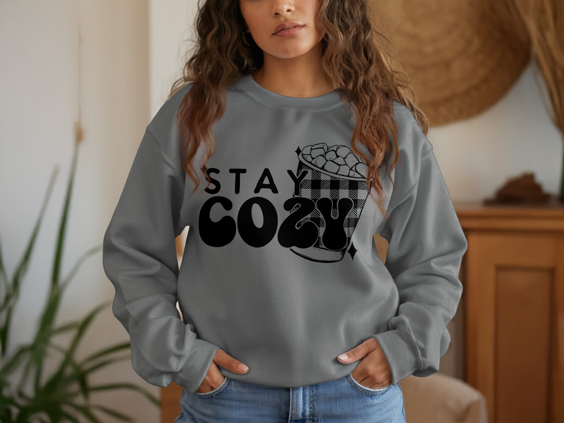 Stay Cozy Graphic Sweatshirt Casual Winter Wear