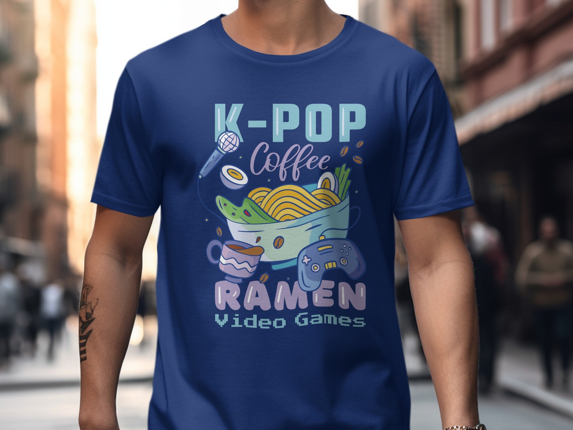 K-POP Coffee Ramen Video Games Graphic Tee Shirt
