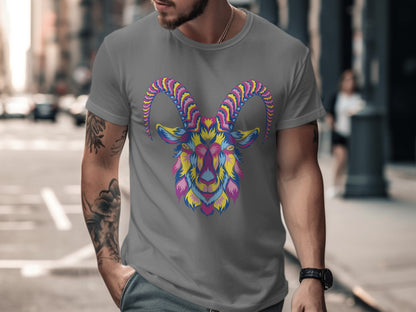 Colorful Geometric Goat Design T-Shirt