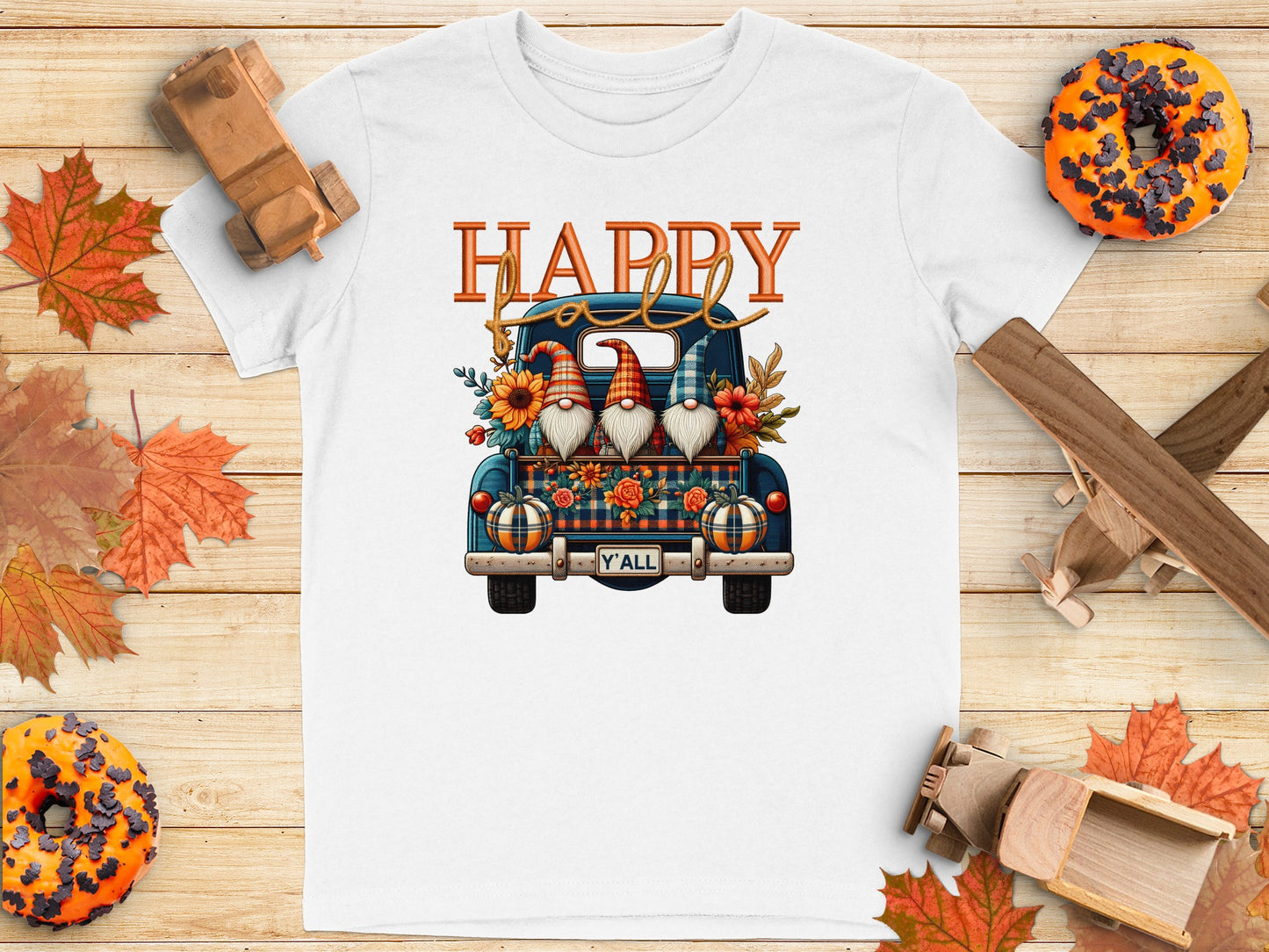 Happy Fall Y'all Pumpkin Truck Gnomes T-shirt