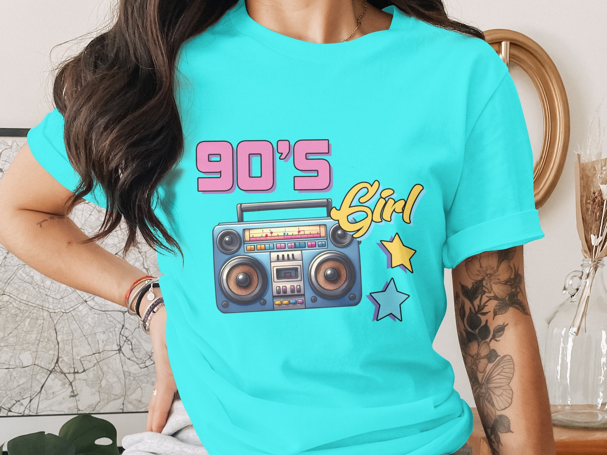 90's Girl Boom Box Graphic Novelty T-shirt