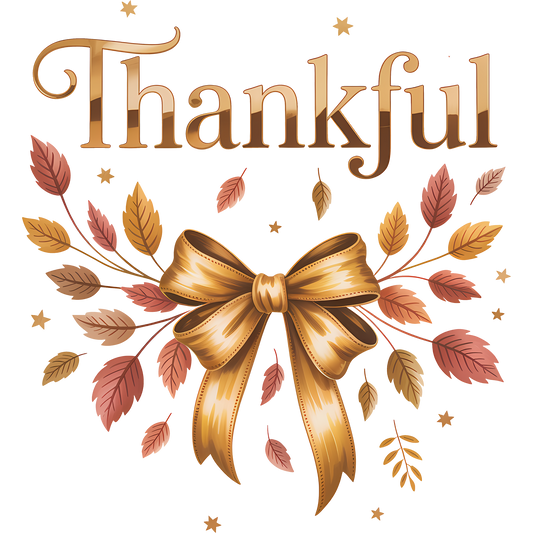 Thankful Decorative Bow and Leaves Design Product