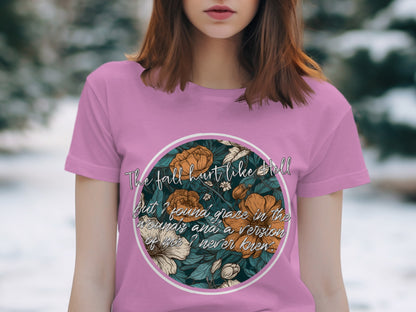 The fall hurt like hell found a glass in the canvas t-shirt
