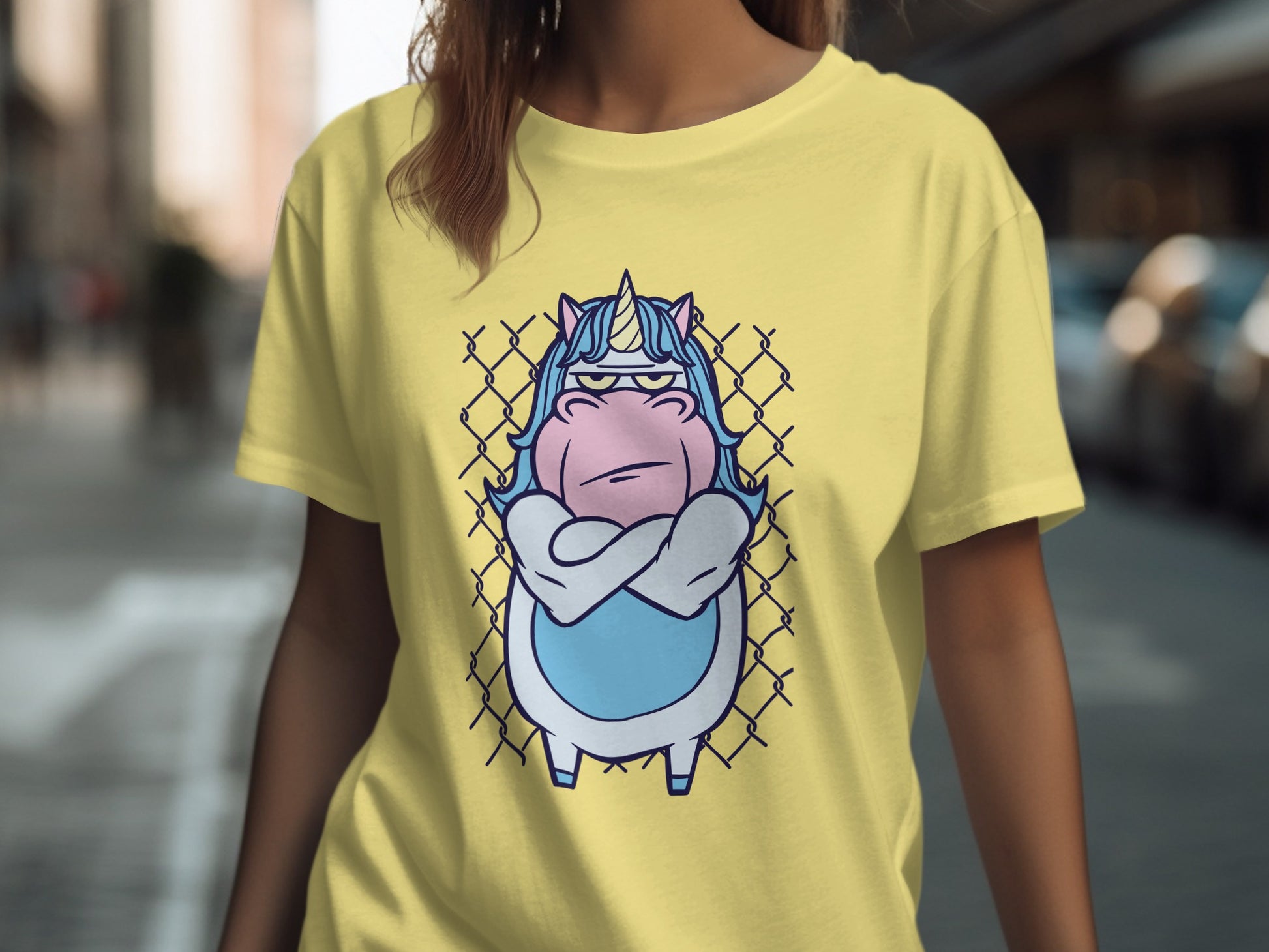 Grumpy Cartoon Character Yellow Graphic T-shirt