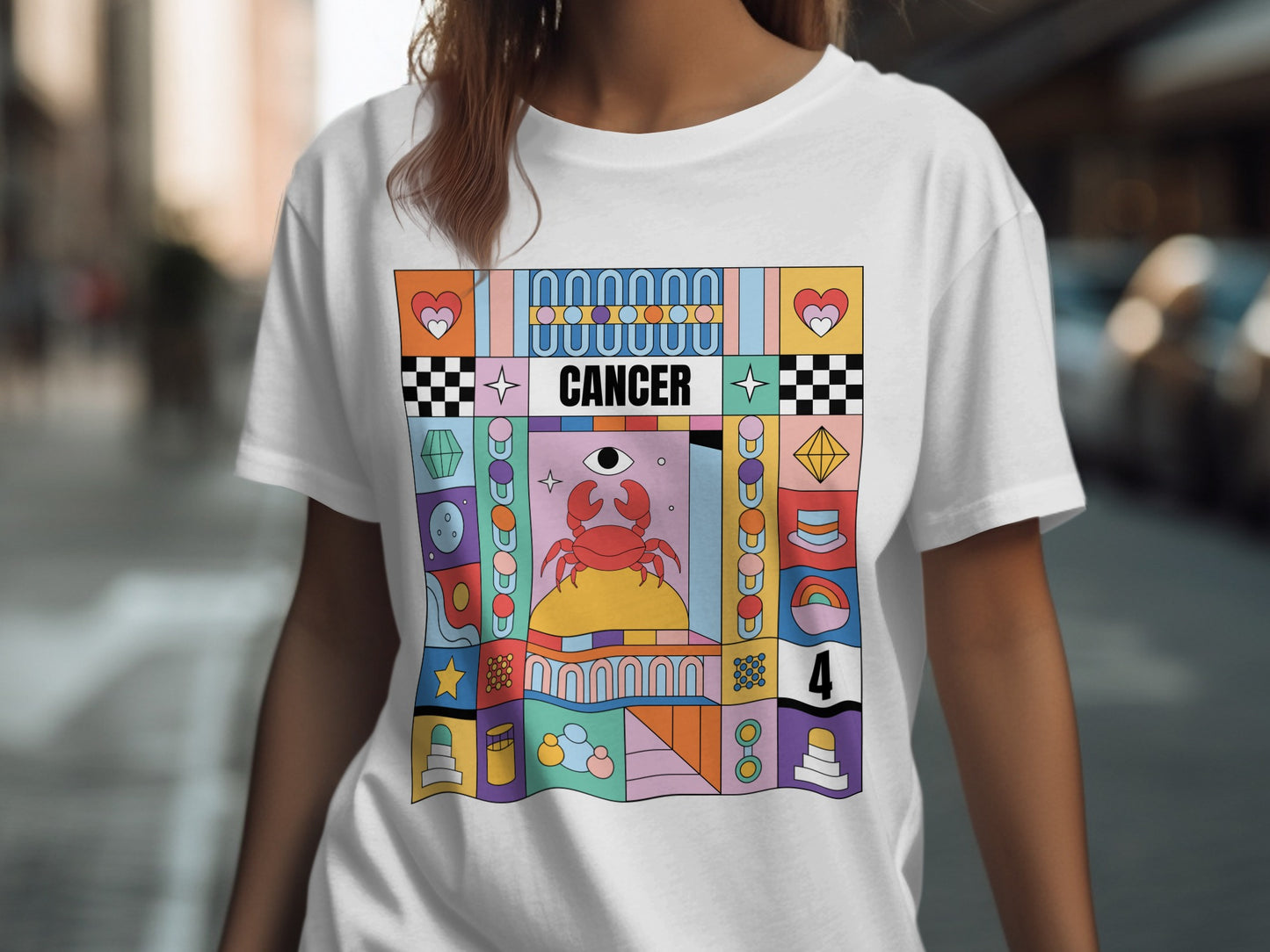 Colorful Cancer Astrology Zodiac Sign T shirt