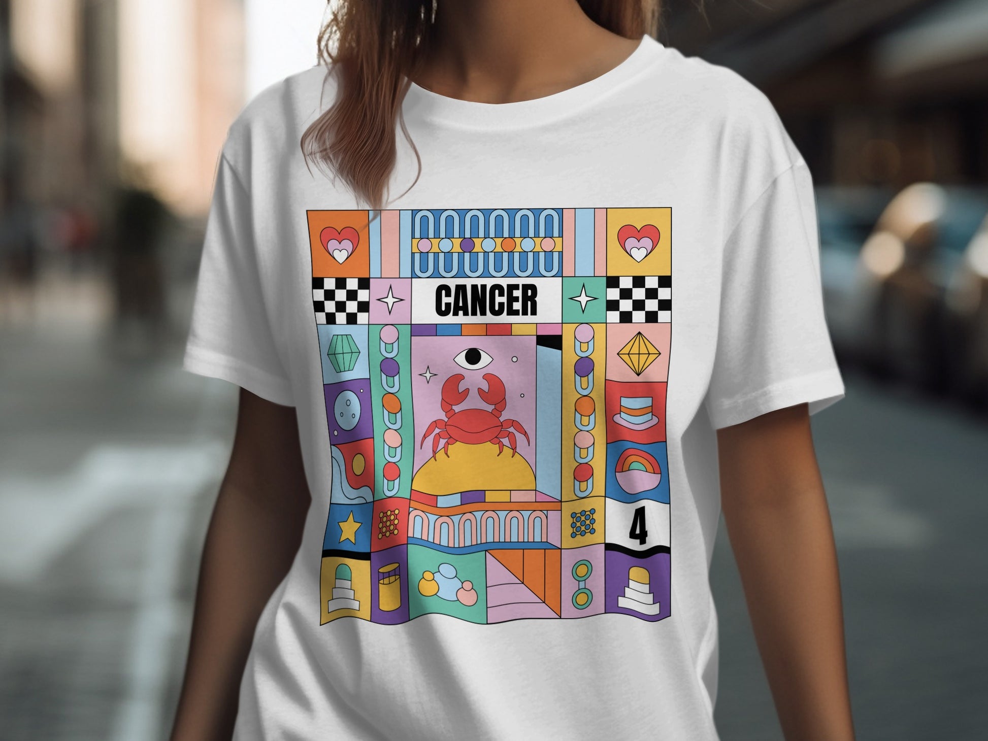 Colorful Cancer Astrology Zodiac Sign T shirt