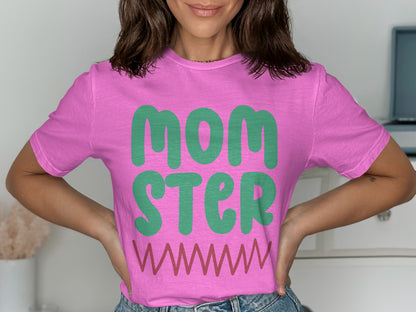 Fun Pink Momster Graphic T-Shirt for Women Tee