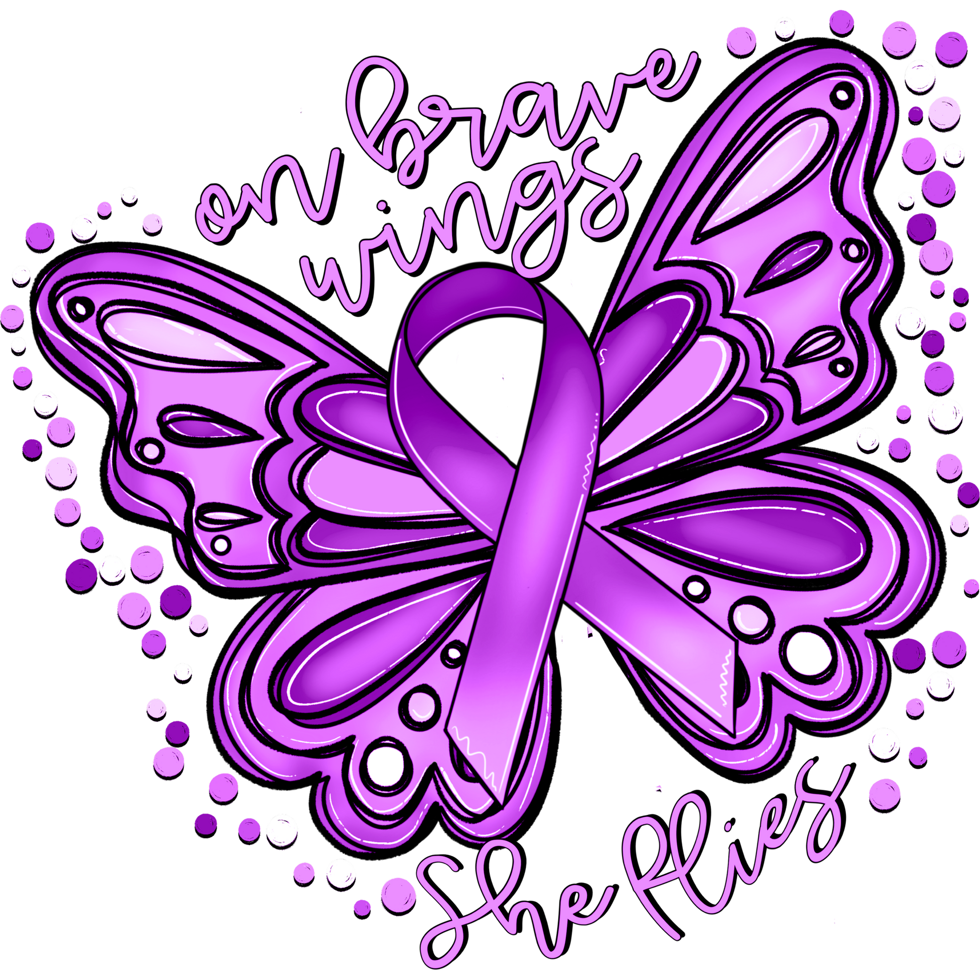 Inspirational Butterfly Ribbon On Brave Wings She Flies